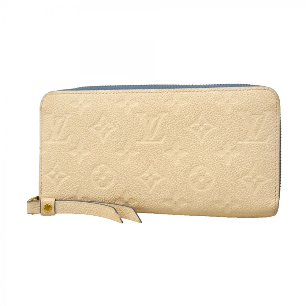 Louis Vuitton Monogram Empreinte Bicolor Zippy Wallet M63925 Blue Jean Cream ...